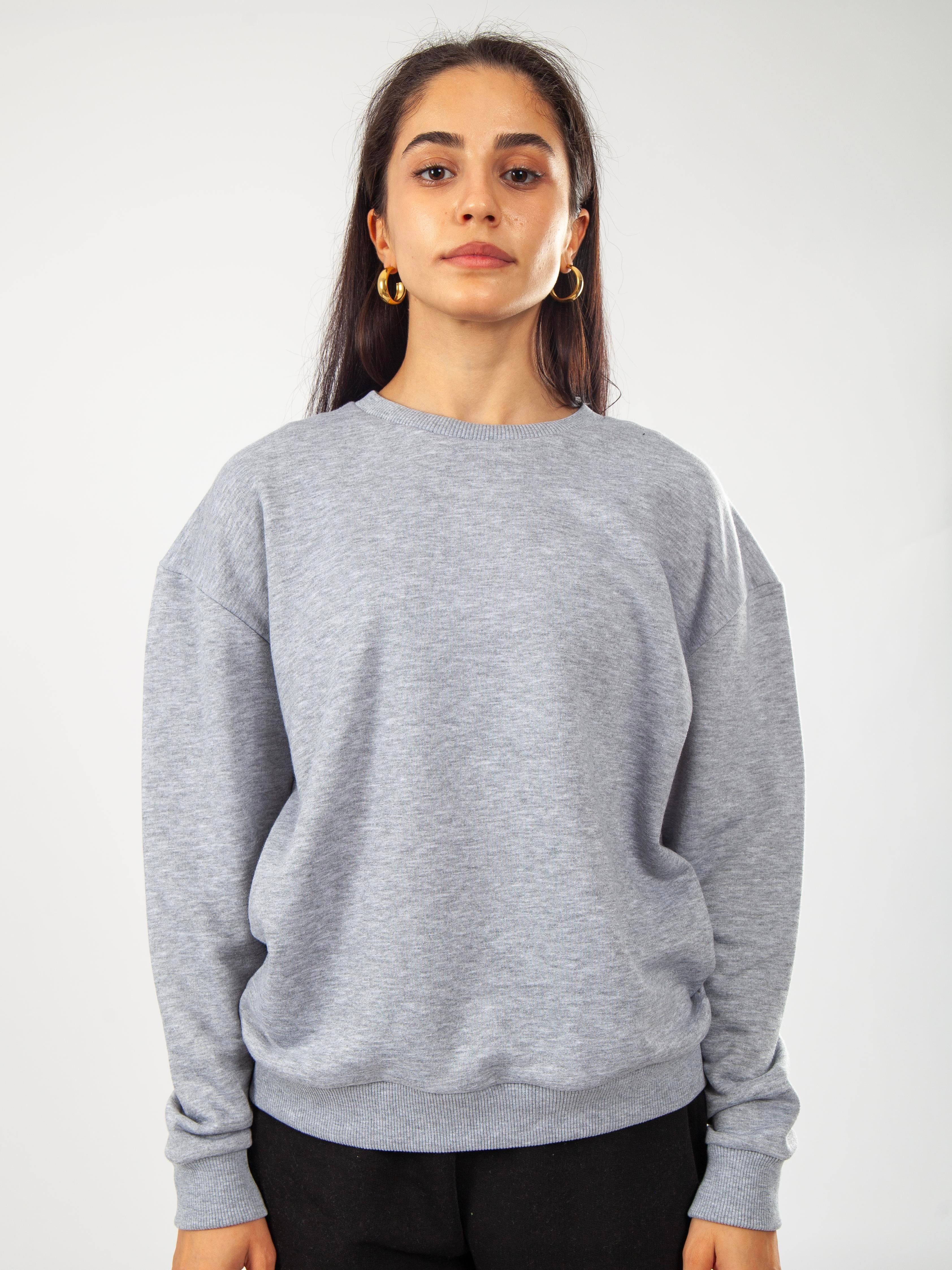 Basic Kadın Relaxed Fit Sweatshirt C504 - GRİ MELANJ