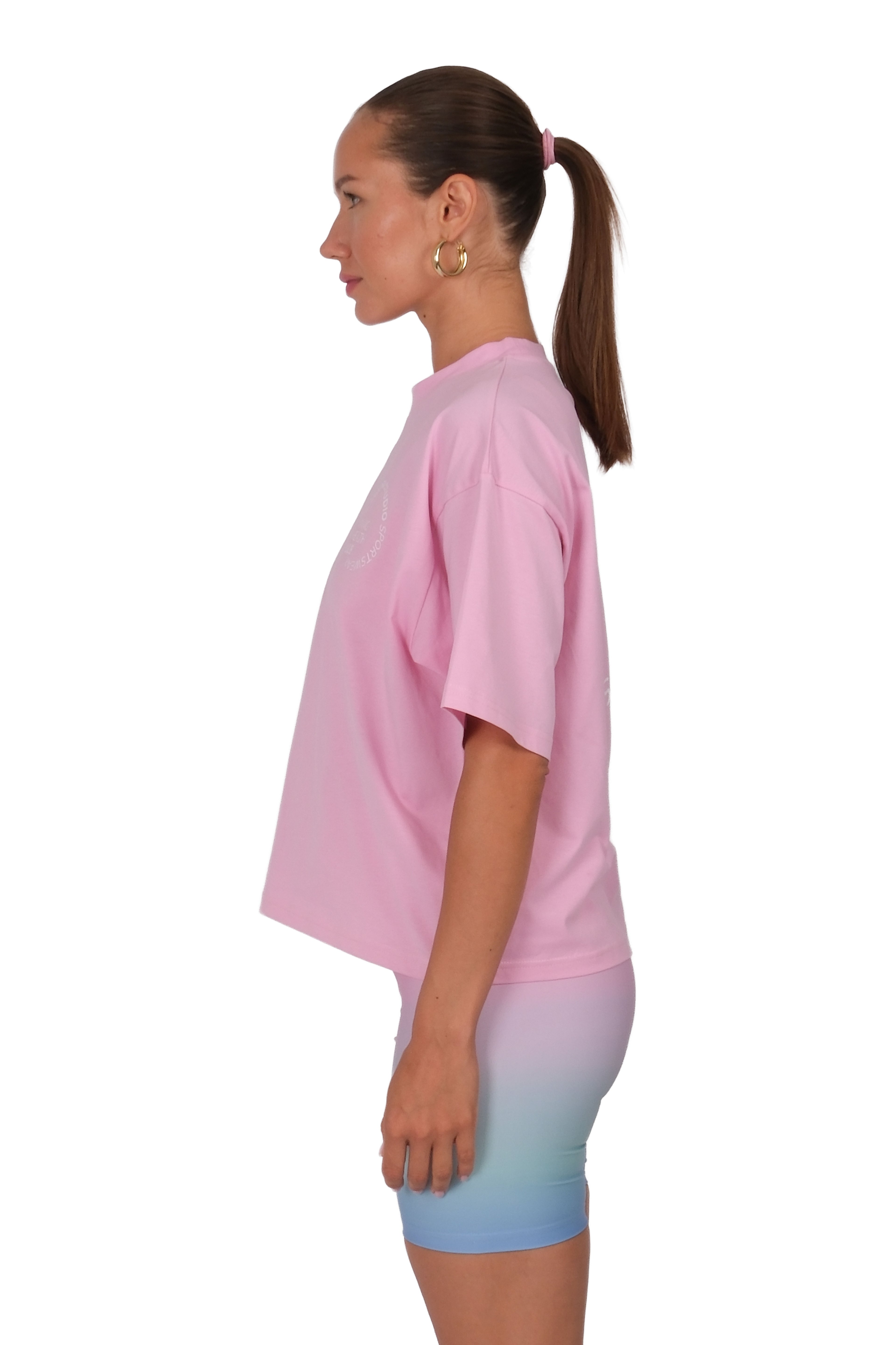 Runing And Health Club Boxed Fit Kadın T-Shirt Pembe C590