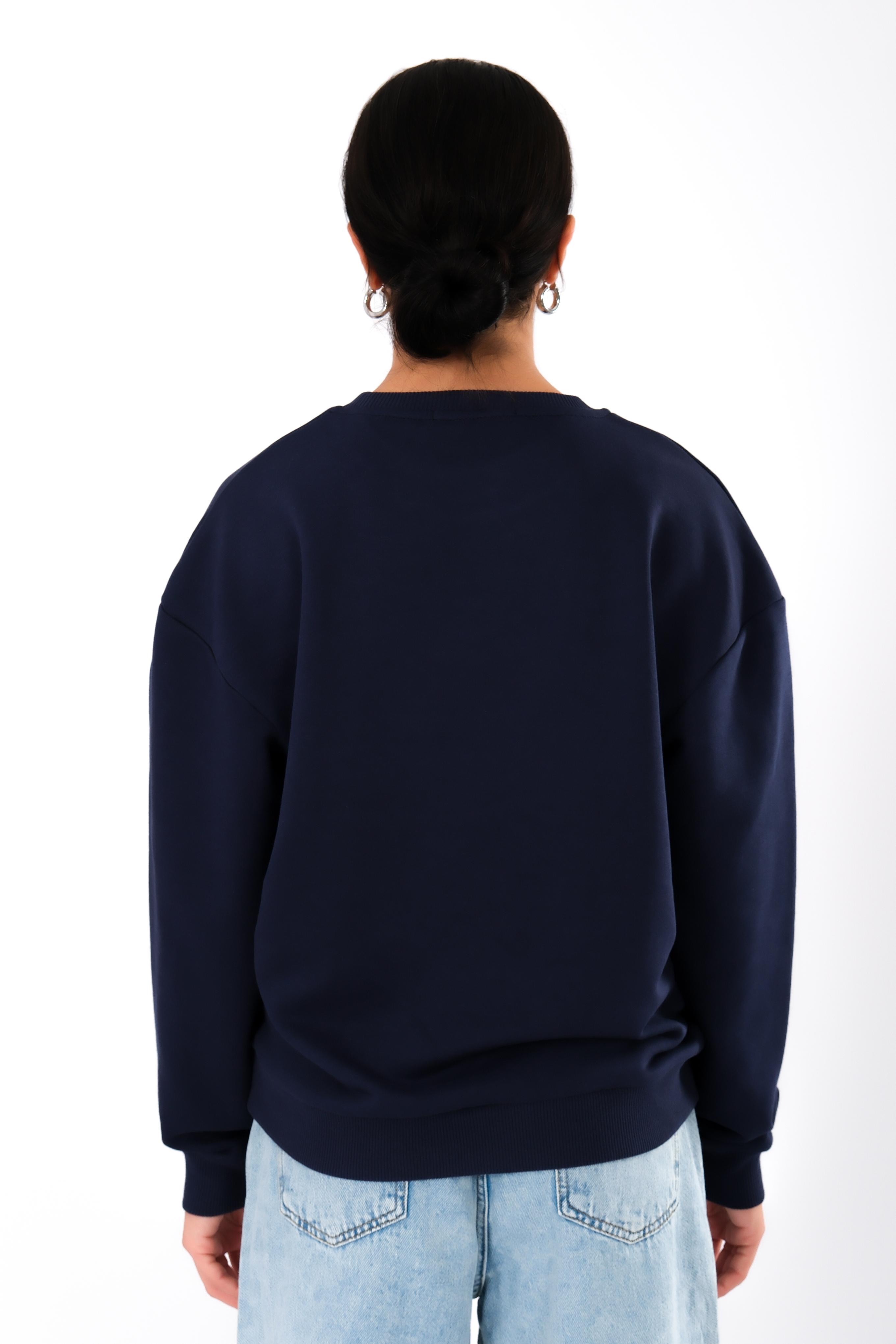 Coredra Studio Lacivert  - Relaxed Fit Sweatshirt Kadın C504