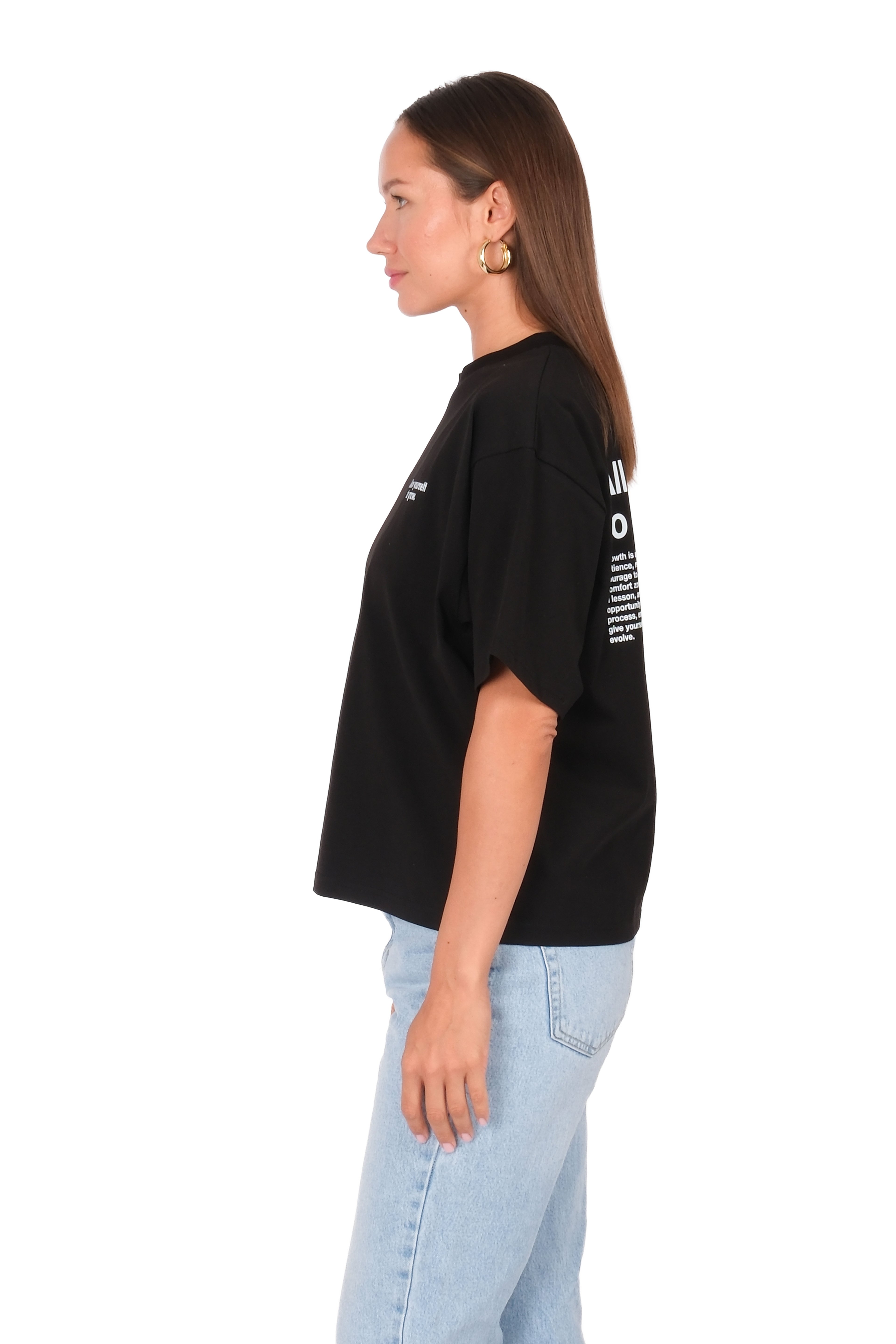 Allow Yourself Boxed Fit Kadın T-Shirt Siyah C590