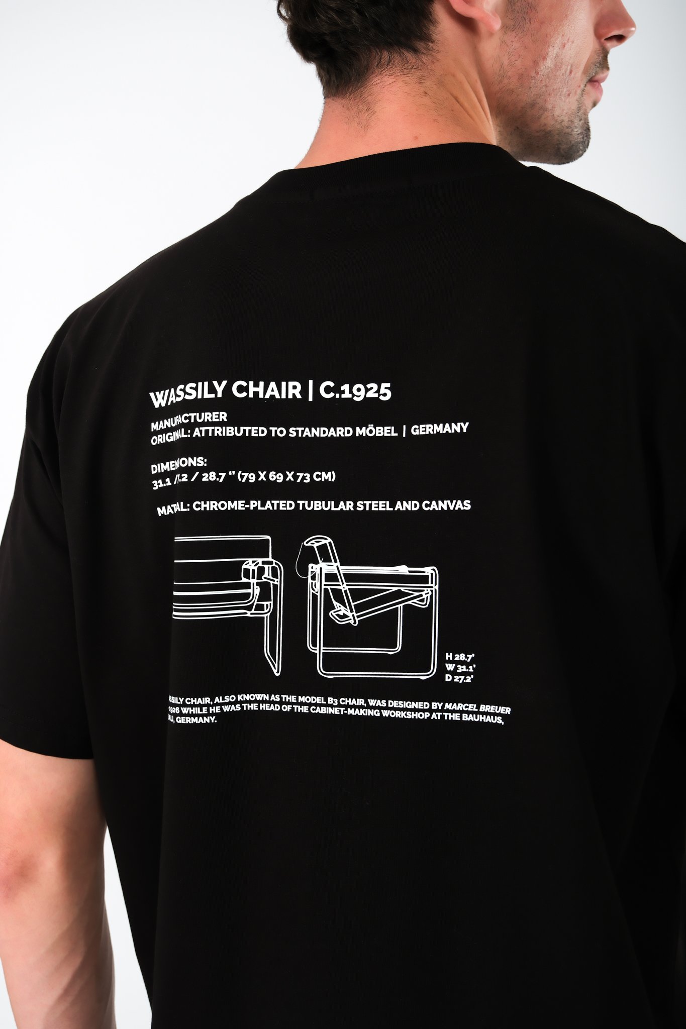 Wassily Chair Oversize Fit T-Shirt Erkek - Siyah C101