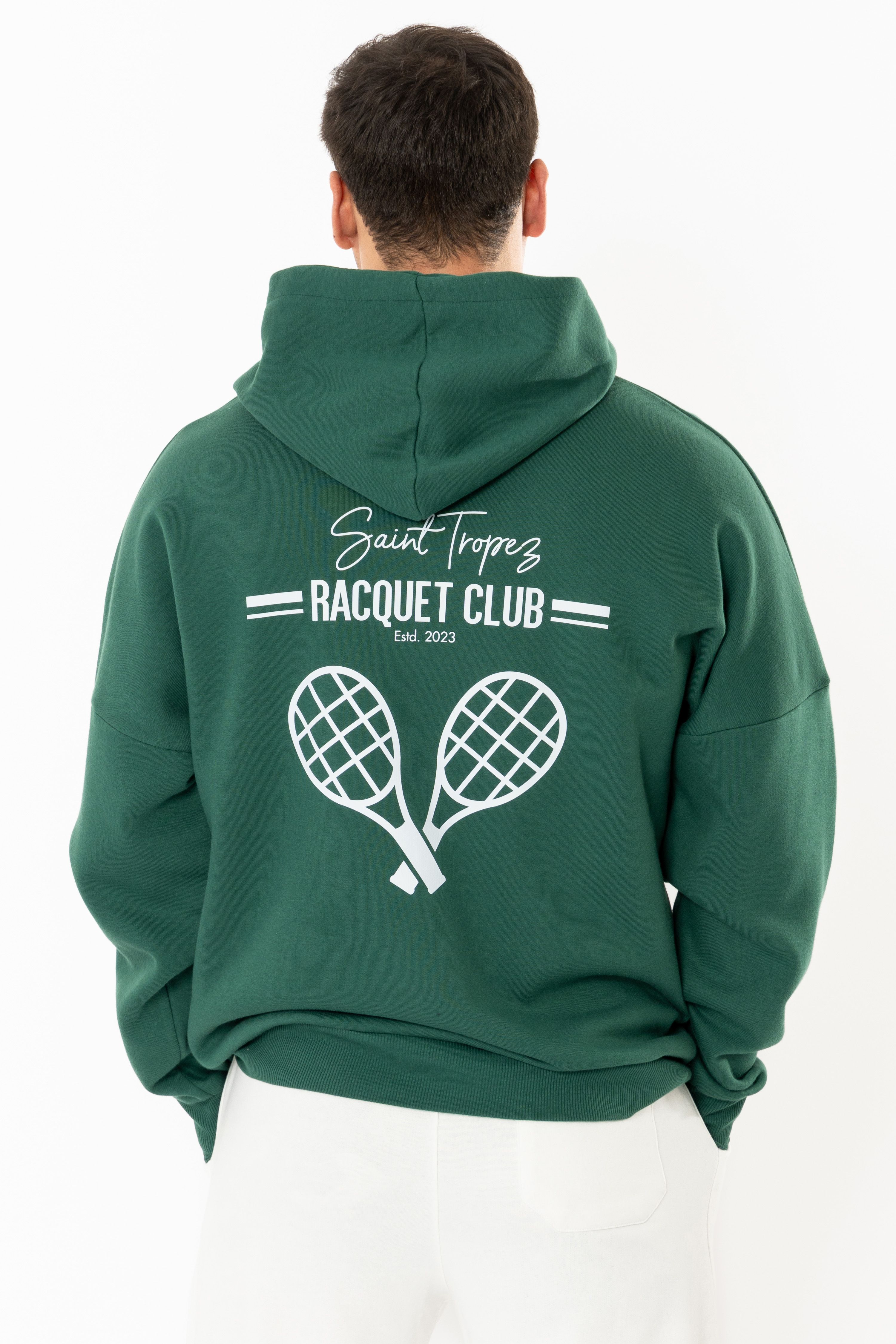 Racquet Club Oversize Hoodie Erkek - Yeşil