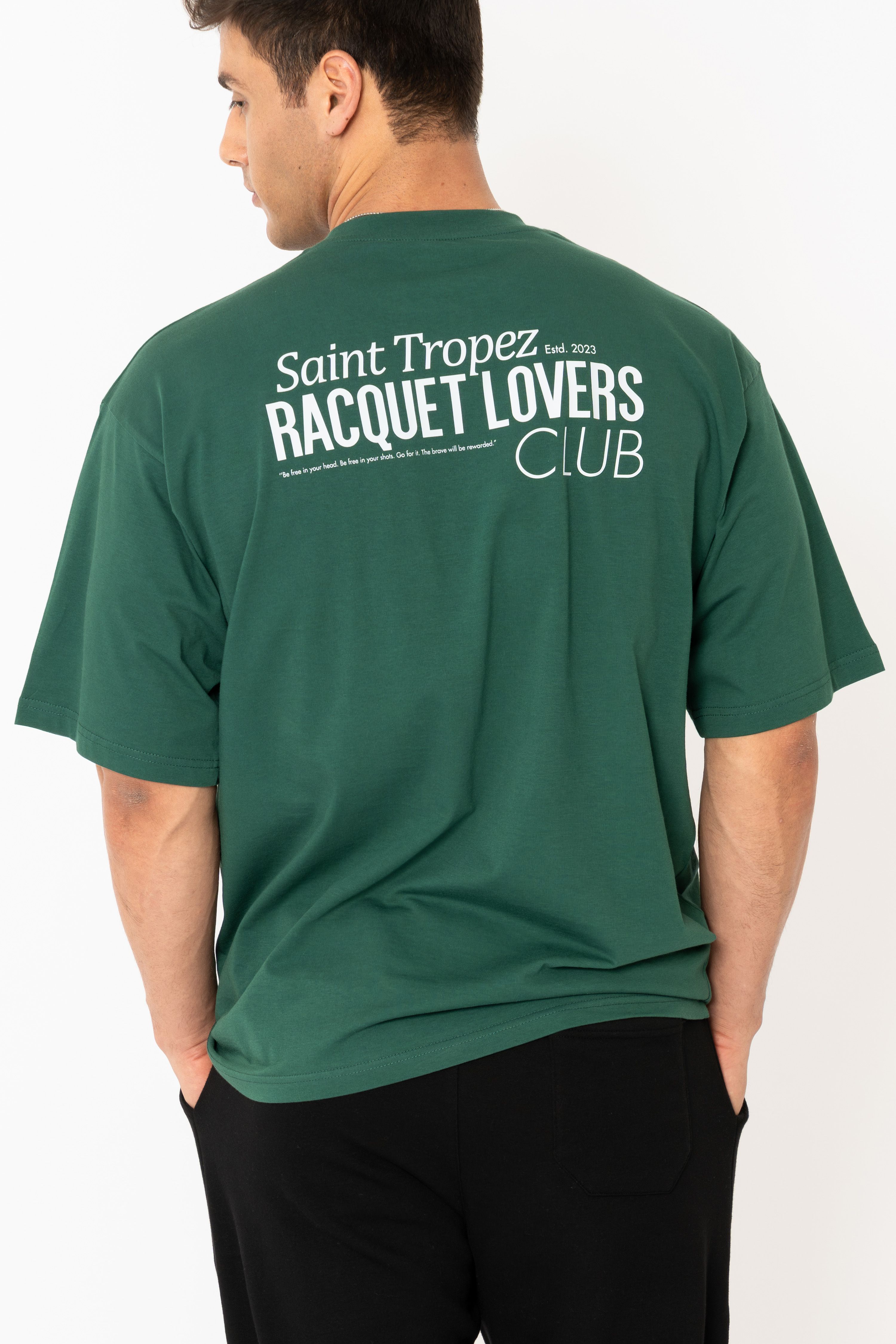 Racquet Lover Oversize T-Shirt Erkek - Yeşil C101