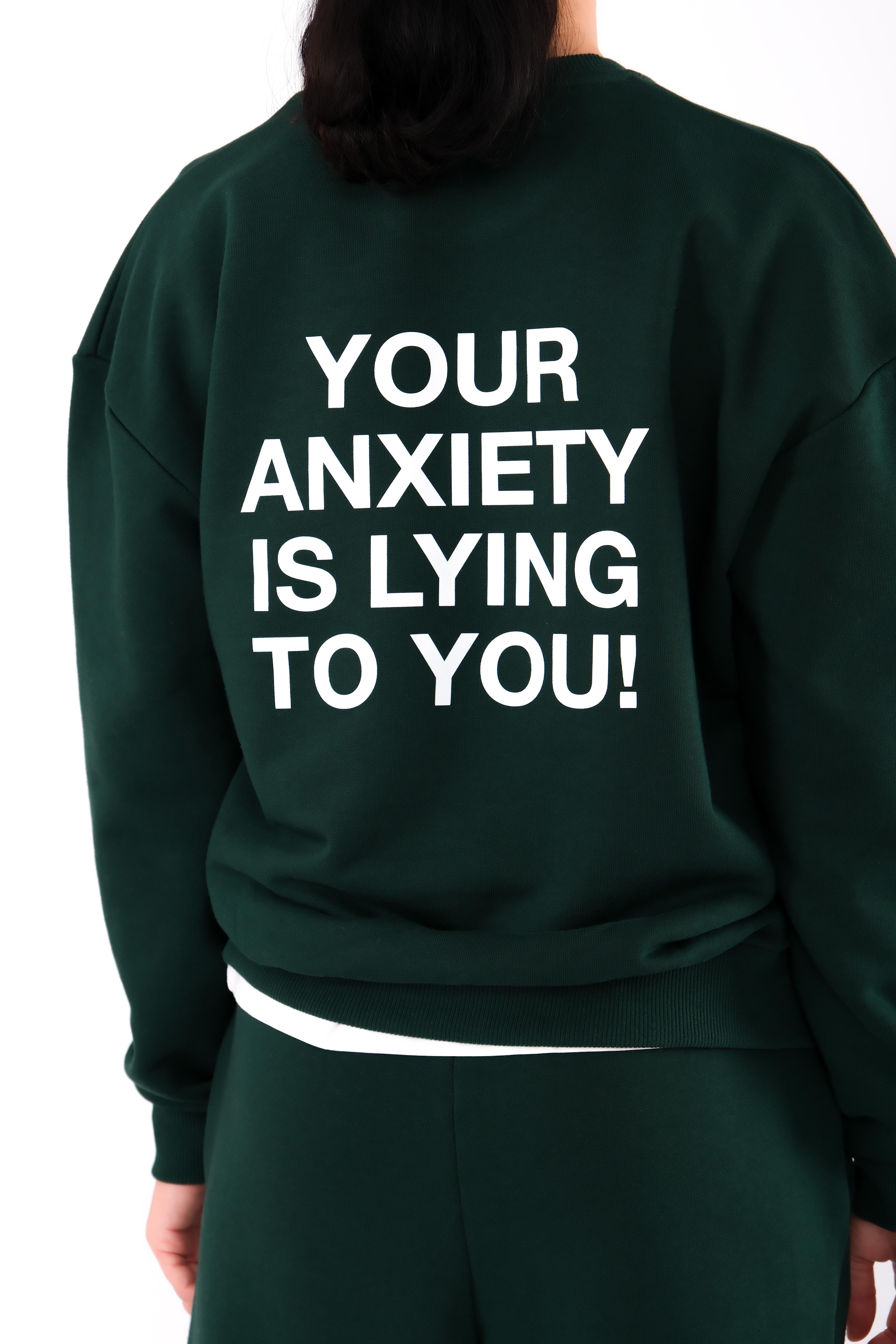 Anxiety Relaxed Fit Sweatshirt Kadın - Yeşil C504