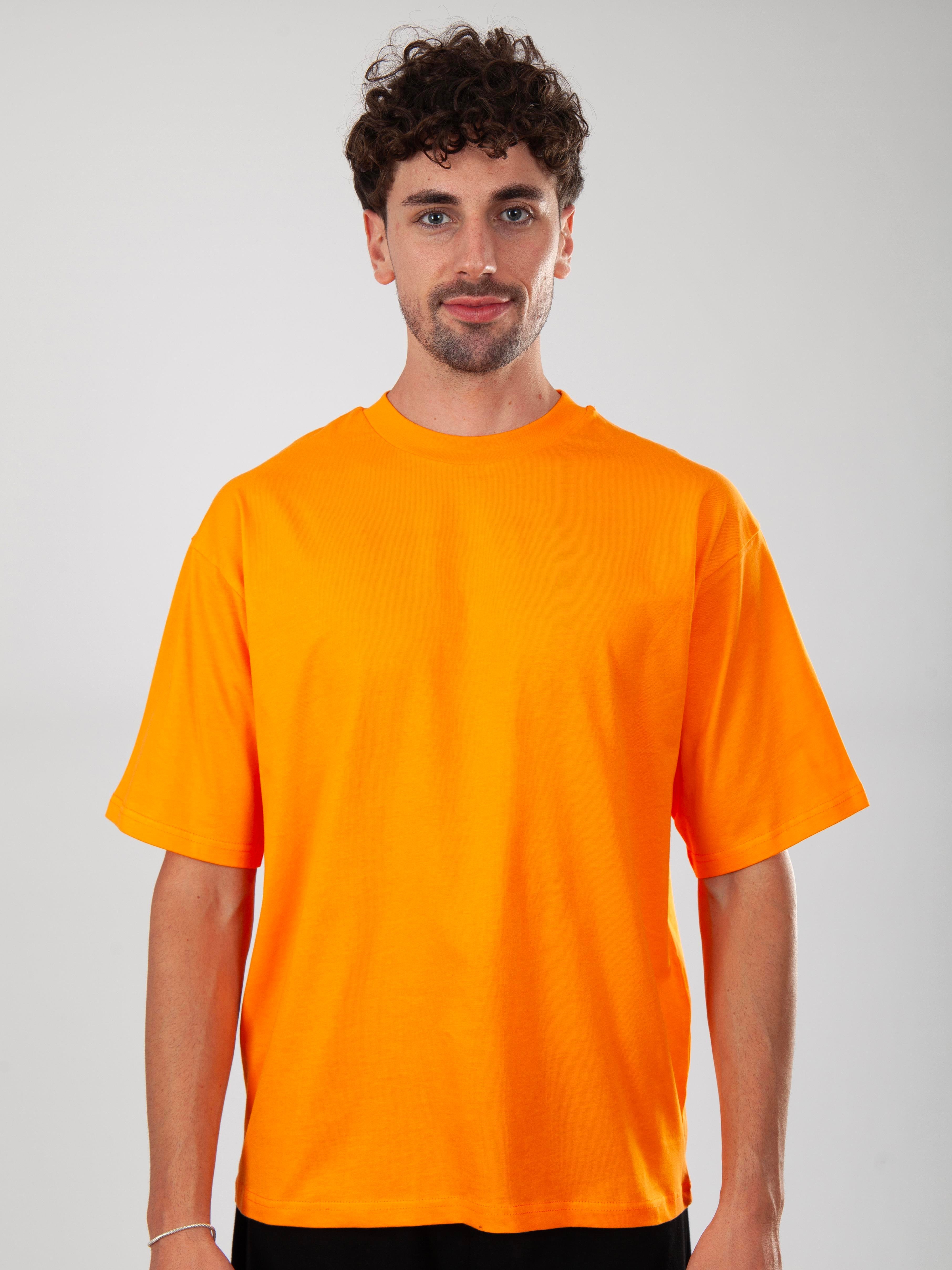 Basic Oversize T-Shirt Erkek - Turuncu C101