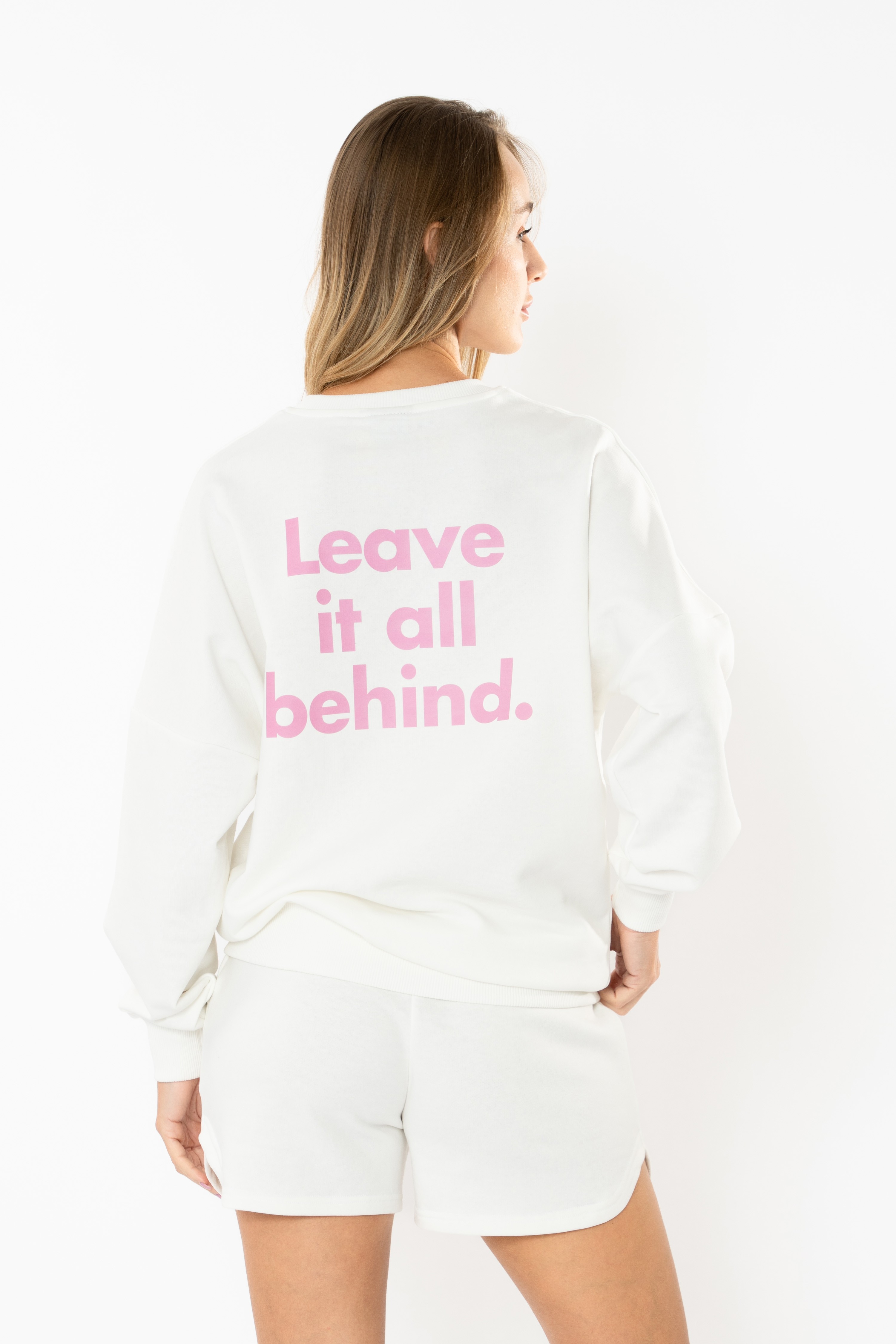 Leave Oversize Sweatshirt Kadın - Ekru