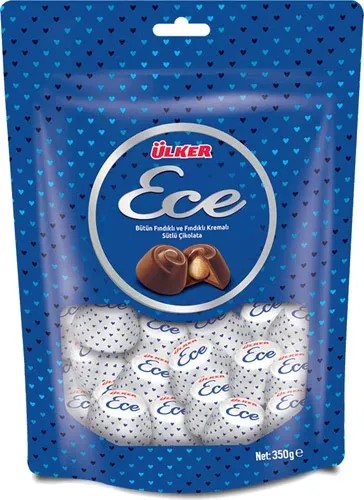 Ülker Ece Bütün Fındıklı ve Fındıklı Kremalı Sütlü Çikolata 350 Gram