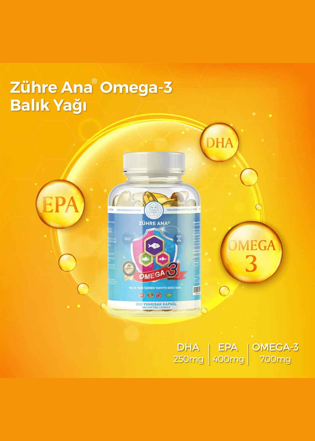 Zühre Ana Omega 3 Balık Yağı - 200 Kapsül