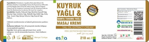 Kuyruk Yağlı Bamya Tohumu Yağlı Masaj Kremi