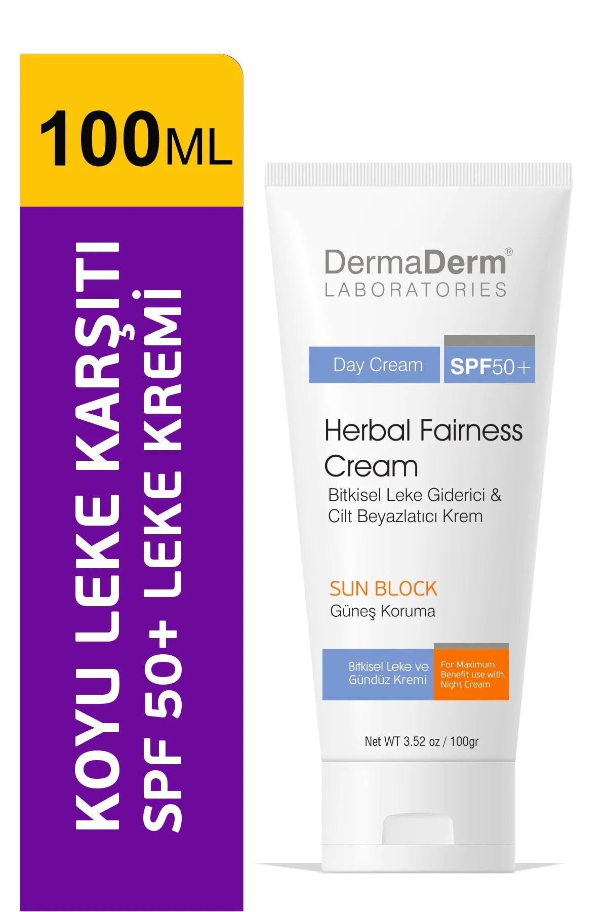 DermaDerm Bitkisel Krem Spf+50 Gündüz Kremi
