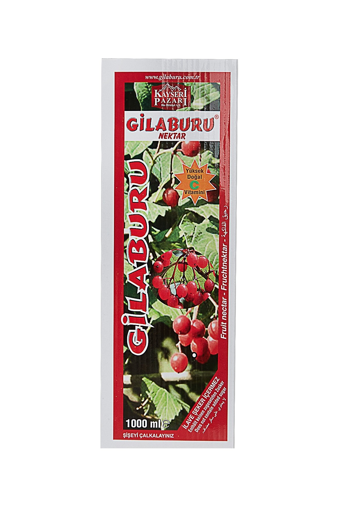 Gilaburu Suyu Nektarı 1000 ml Cam Şişe Şeker İlavesiz
