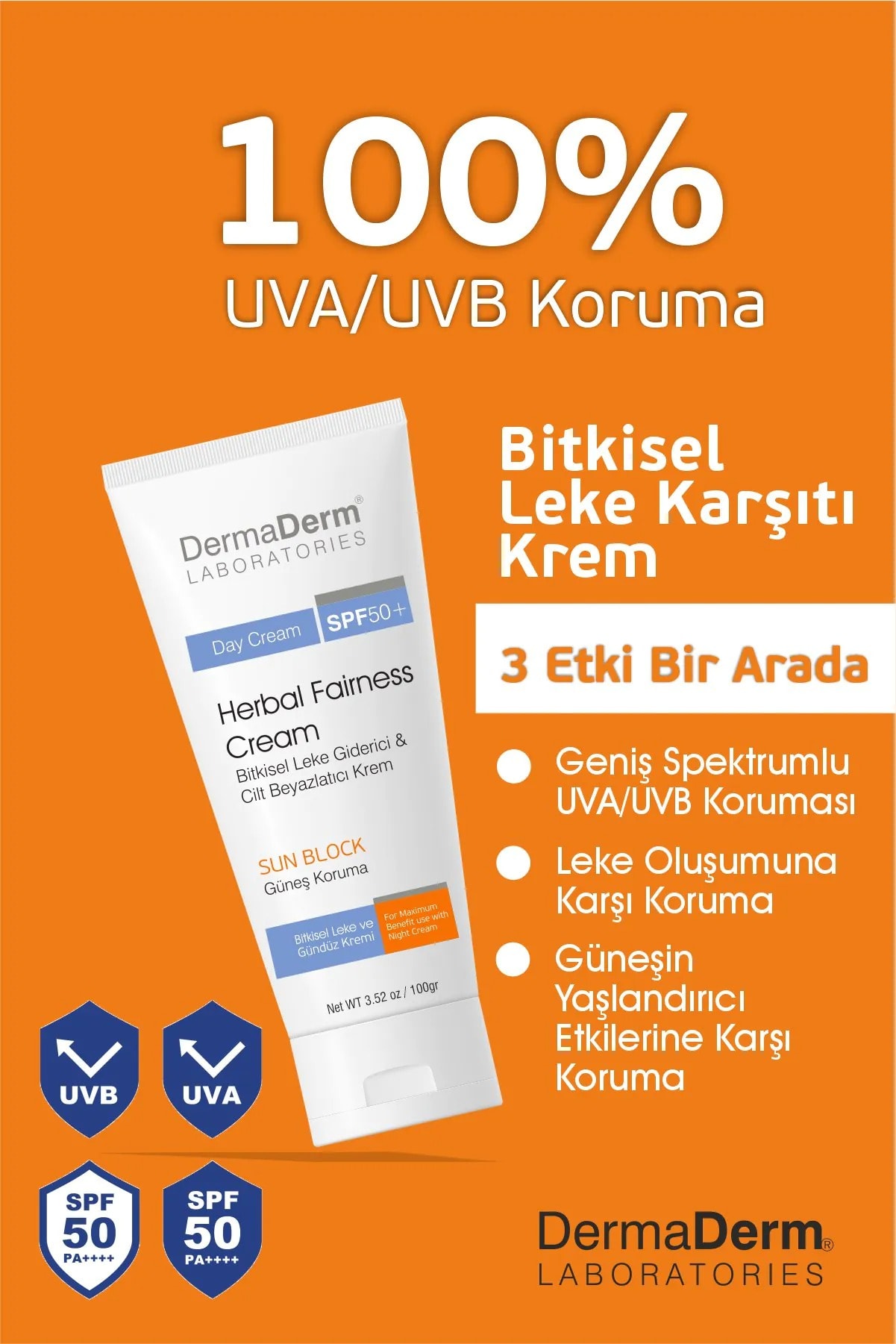 DermaDerm Bitkisel Krem Spf+50 Gündüz Kremi