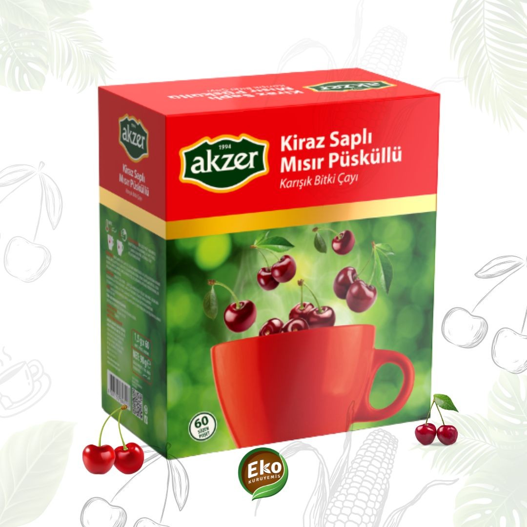Akzer Kiraz Saplı Mısır Püsküllü Bitkisel Çay