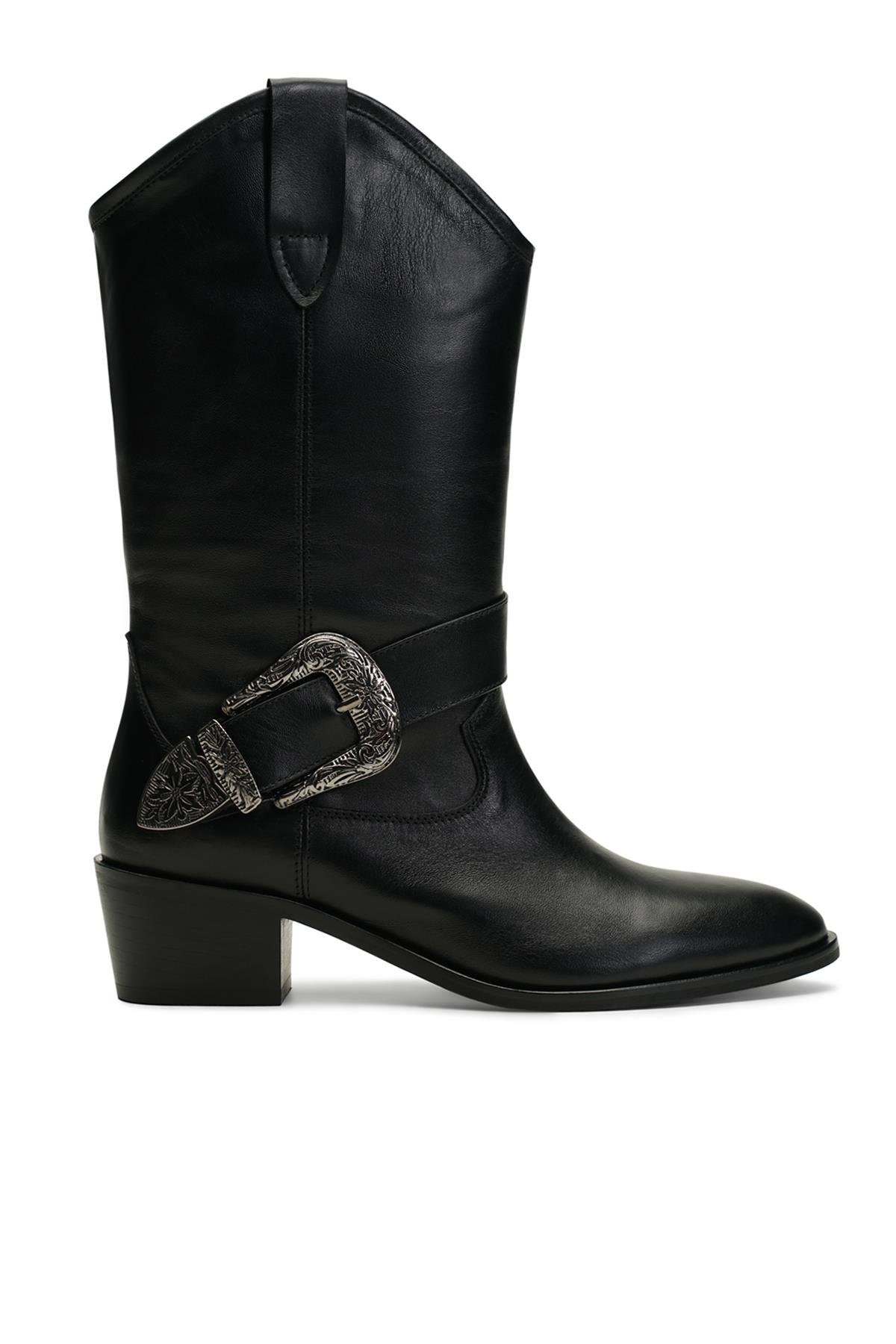Jabotter Janet Black Leather Cowboy Boots