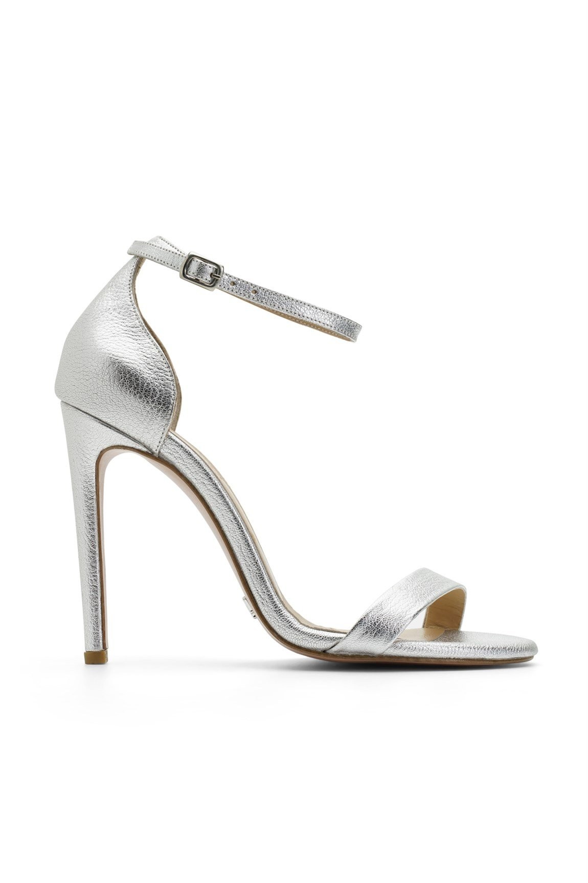 Elegant Mini Silver Matte 10 Cm Heeled Shoes