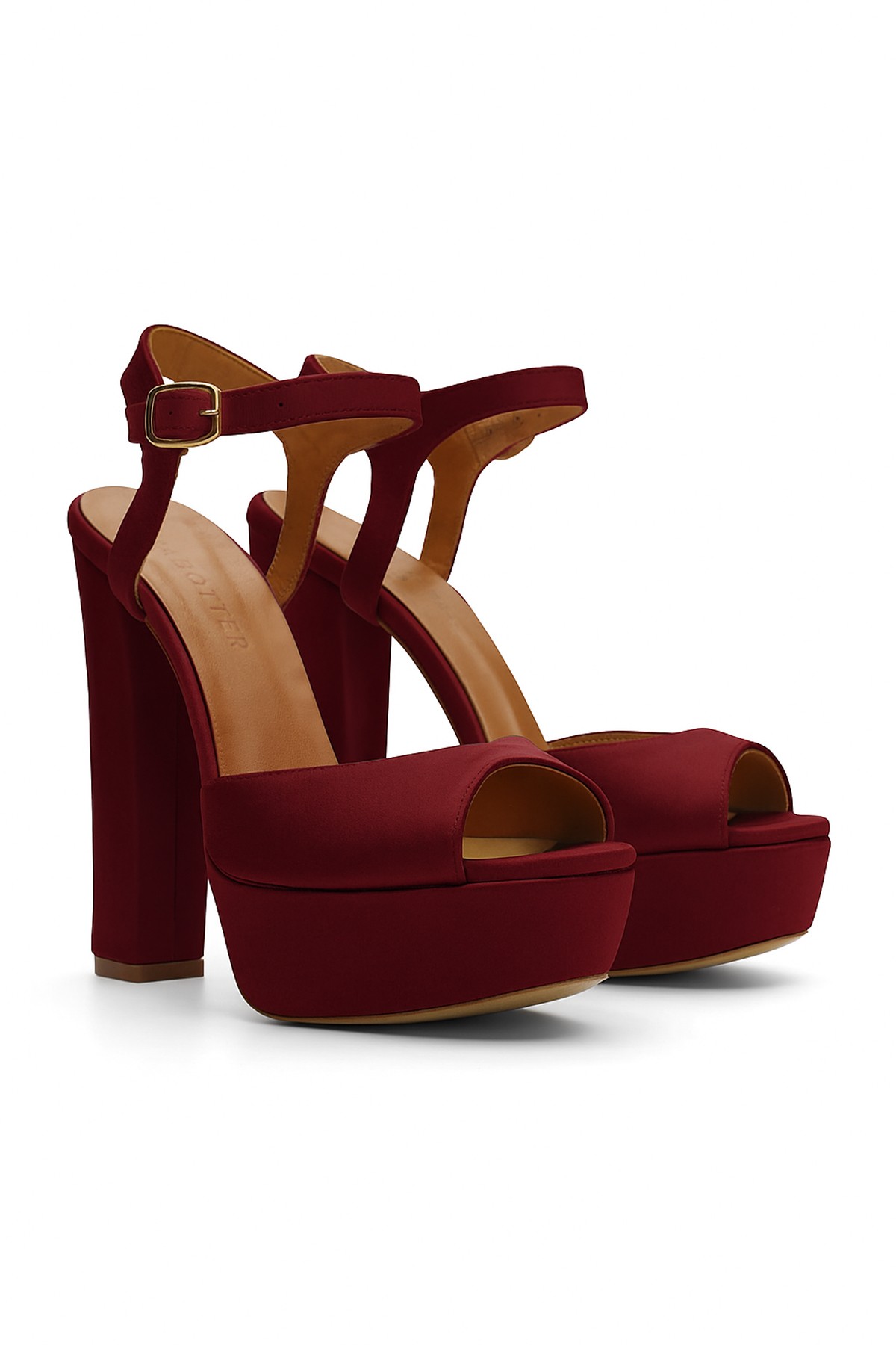 Jabotter Nifty Satin Platform Heeled Bridal Shoes - Burgundy