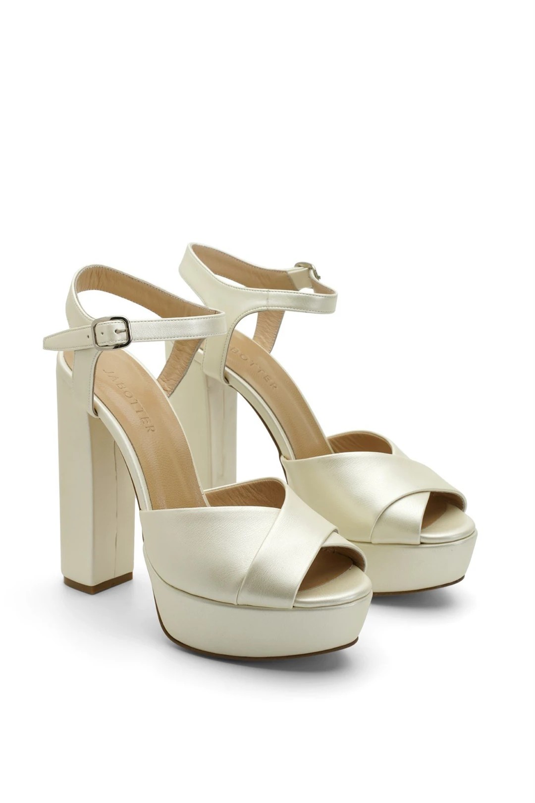 Jabotter Carla Leather Platform Heels - White