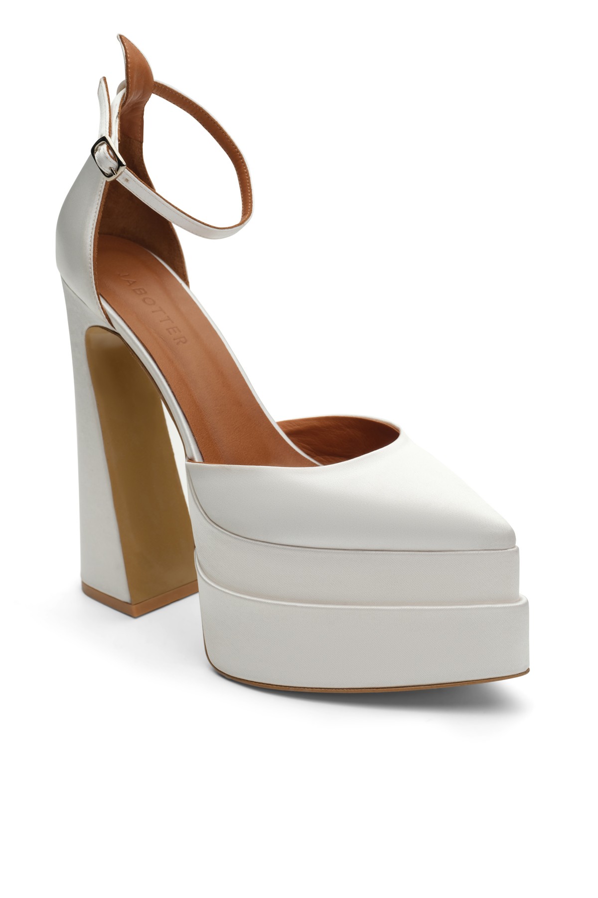 Jabotter Lizzy Satin Platform Heels - White