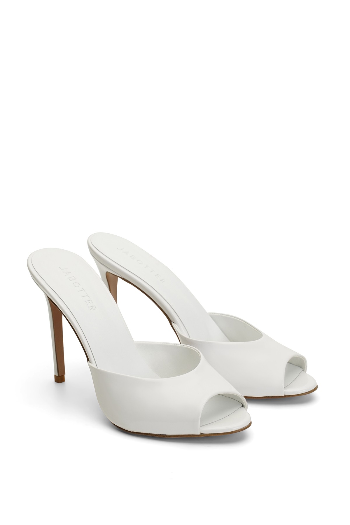 Jabotter Margot Patent Leather 10 Cm Heeled Slippers - White