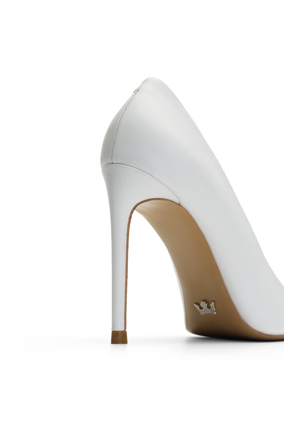 Jabotter Monaco Deri 10 Cm Stiletto - Beyaz