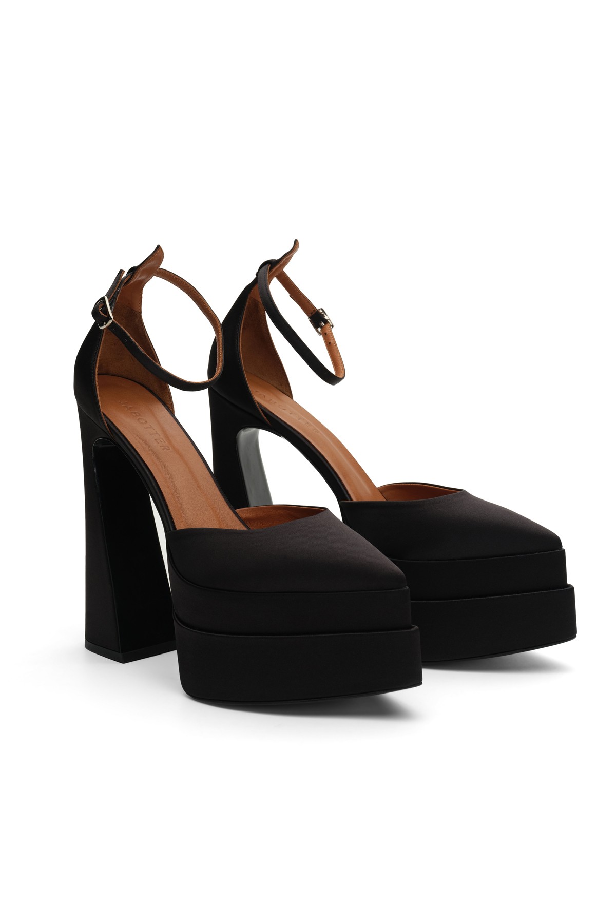 Jabotter Lizzy Satin Platform Heels - Black