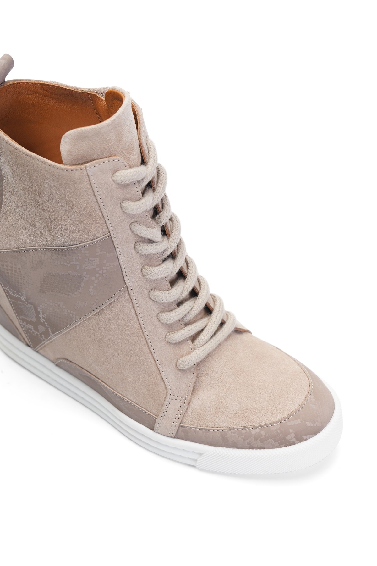 Jabotter Joan Suede & Leather Heeled Boots - Taupe