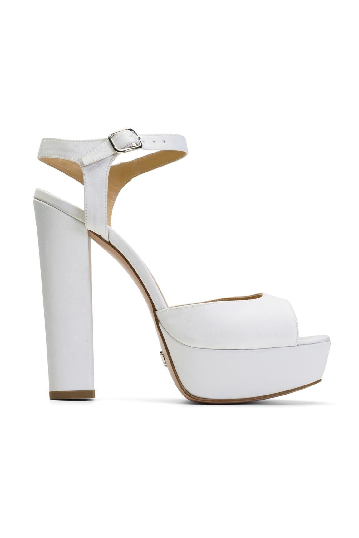 Jabotter Nifty White Satin Platform Heeled Bridal Shoes