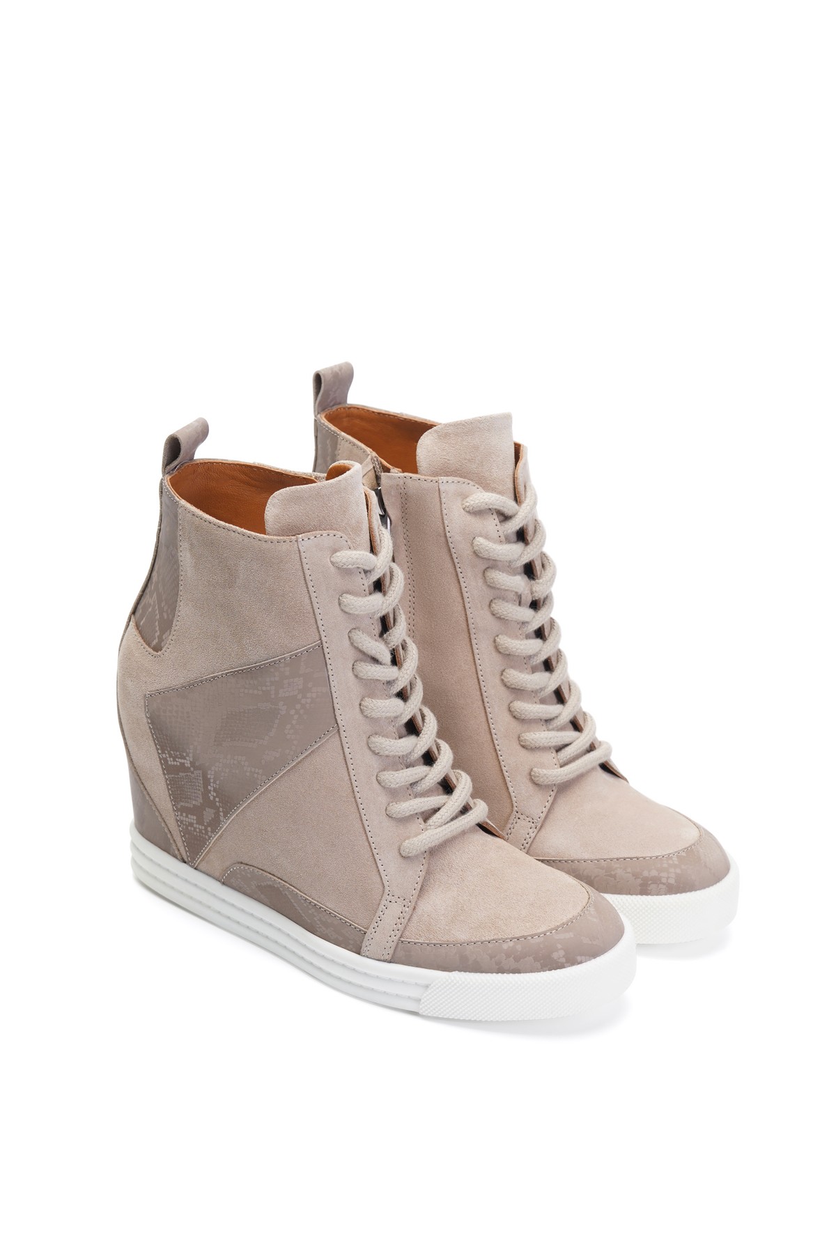 Jabotter Joan Suede & Leather Heeled Boots - Taupe