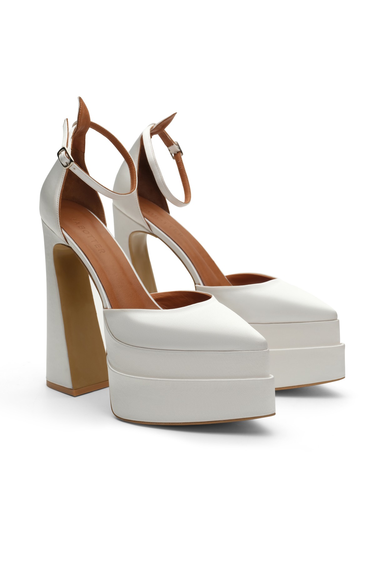 Jabotter Lizzy Satin Platform Heels - White