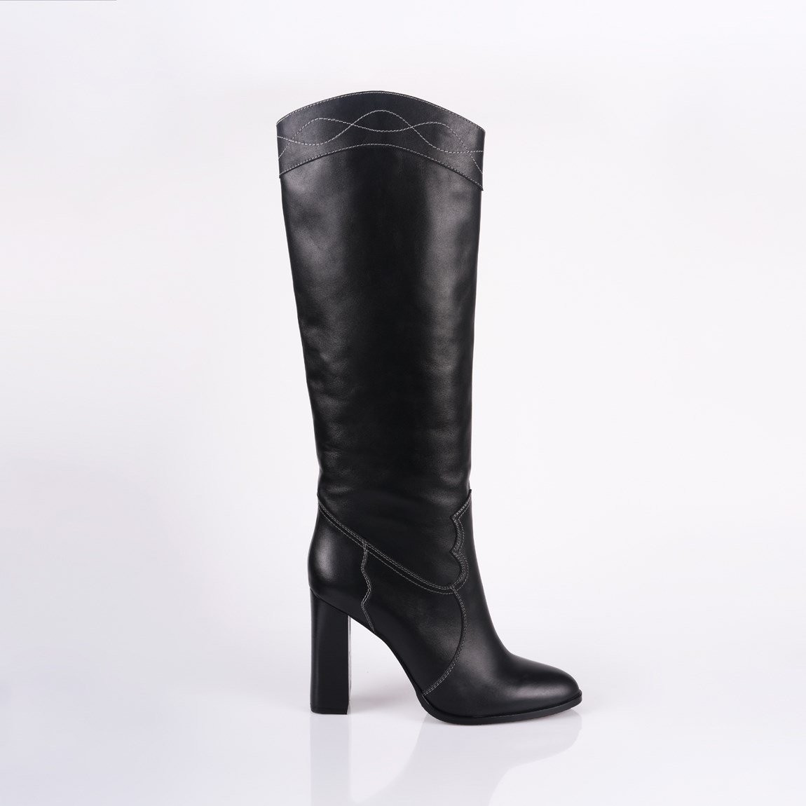 Jabotter Westy Black Leather Heeled Boots