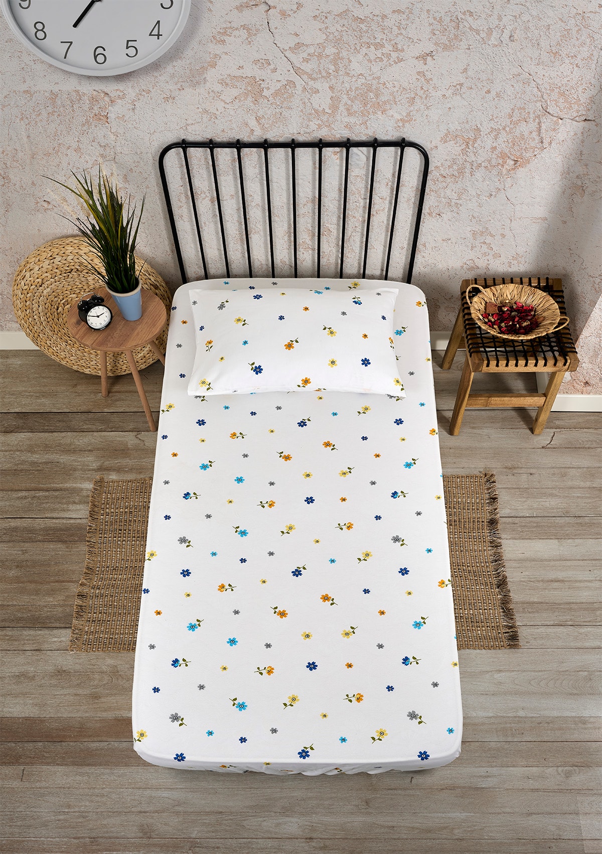 Tek Kişilik Pamuklu Düz Renk Fitted Lastikli Çarşaf Takımı - KELEBEK