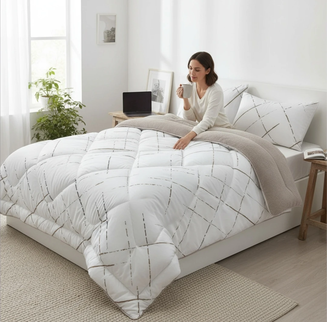 Battal Boy Çift Taraflı Lüx Wellsoft Uyku Seti YANSIMA BEJ