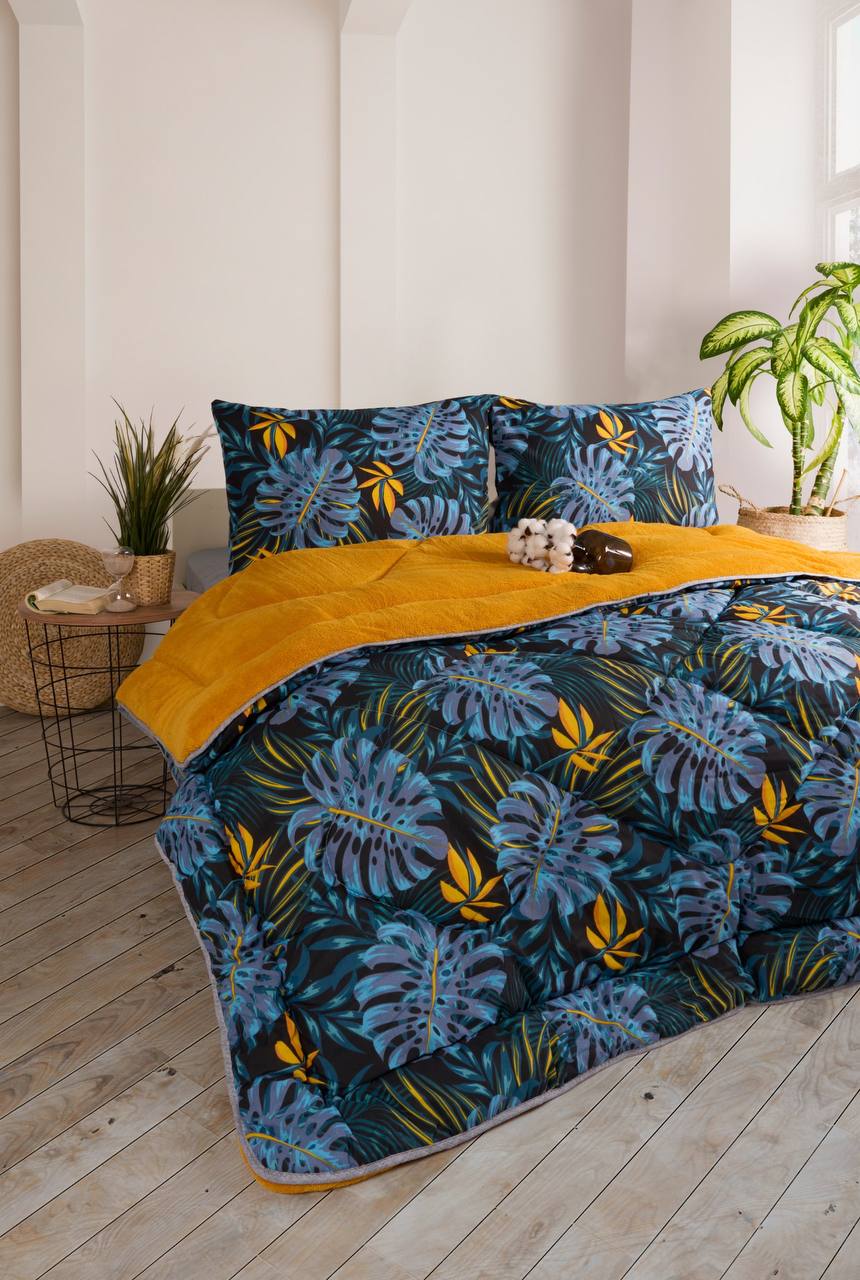 Battal Boy Çift Taraflı Lüx Welsoft Yorgan Elit Pofuduk Yumuşak Polar Yorgan ve Yastık Kılıfı - MONESTERA HARDAL