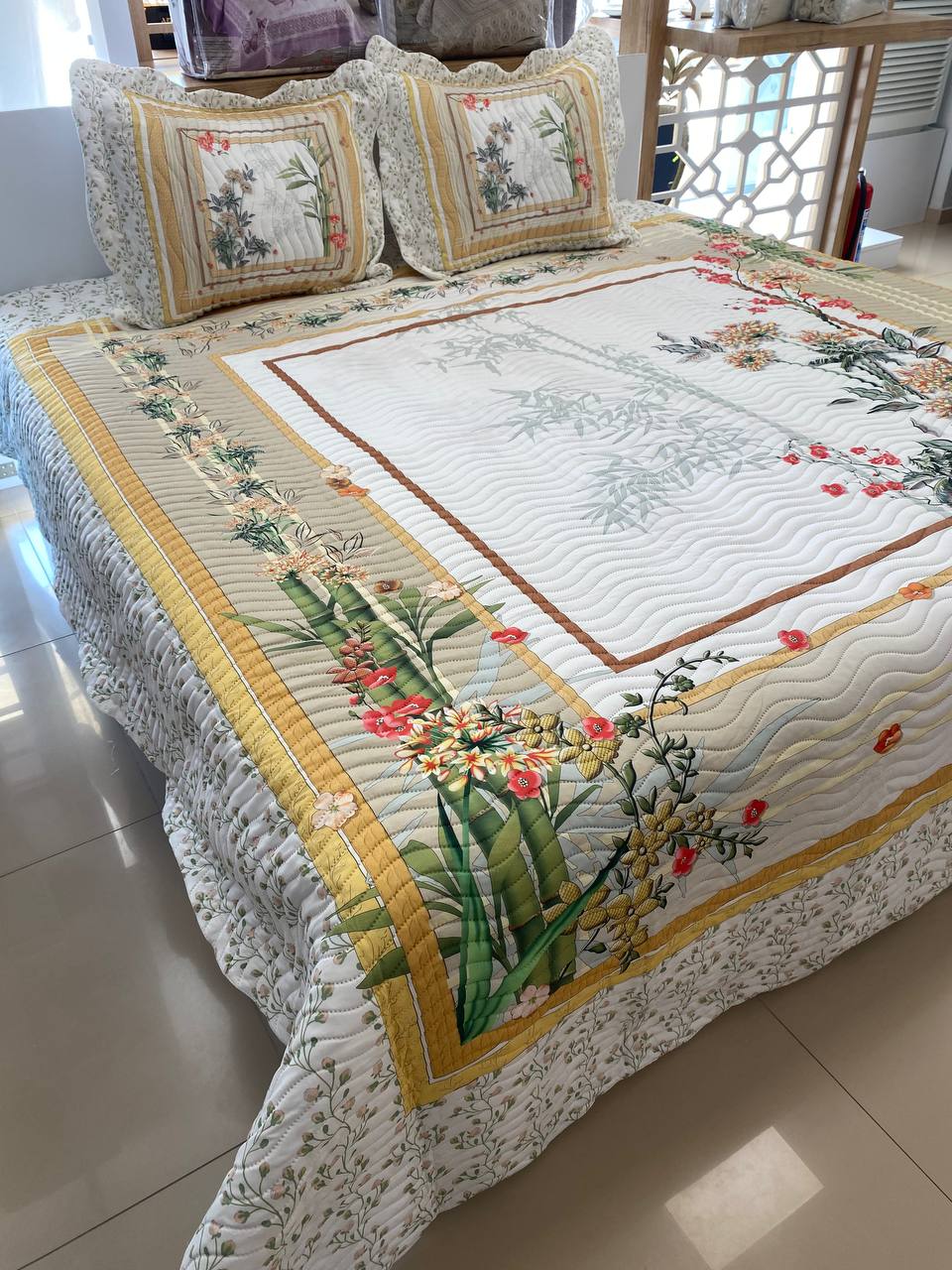 Çift Kişilik Battal Boy  Yatak Örtüsü Takımı Bamboo