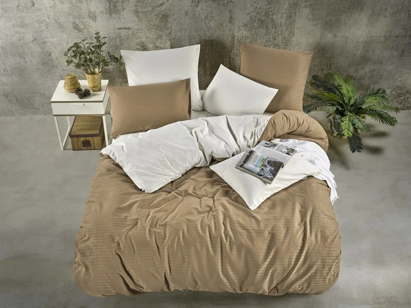 Çift Kişilik Pamuk Saten Nevresim Takımı Kahve