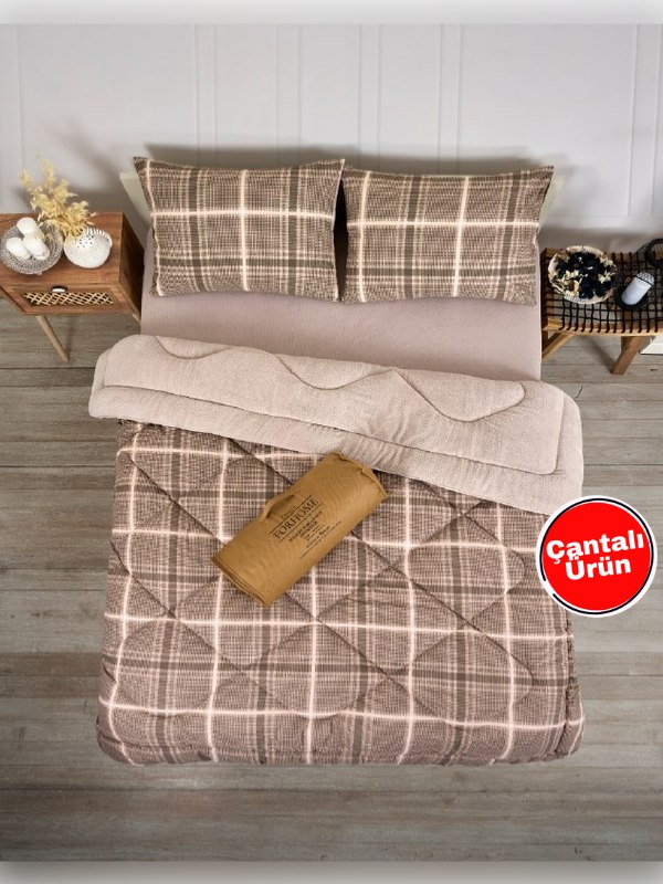 Çift Kişilik Çift Taraflı Lüx Welsoft Elit Yorgan - SAFİR BEJ