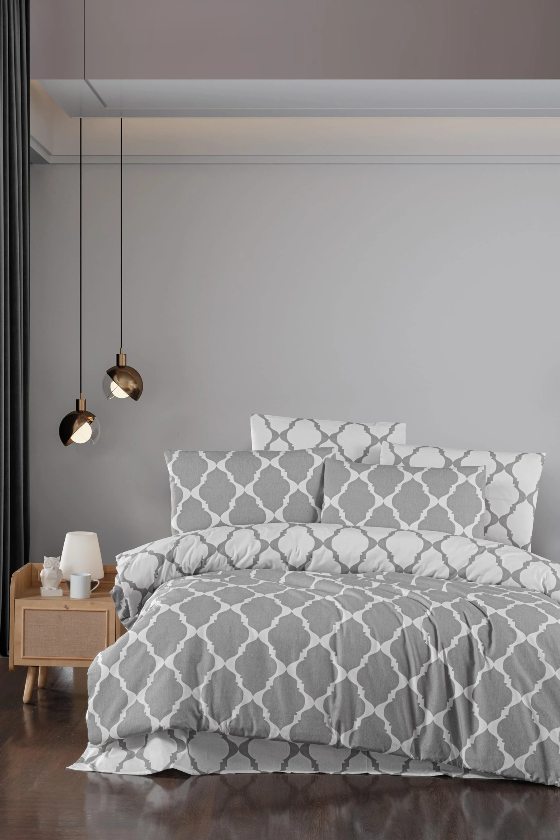 Nevresim Takımı Tek Kişilik Pamuklu Ranforce Light - RAVENNA GRİ