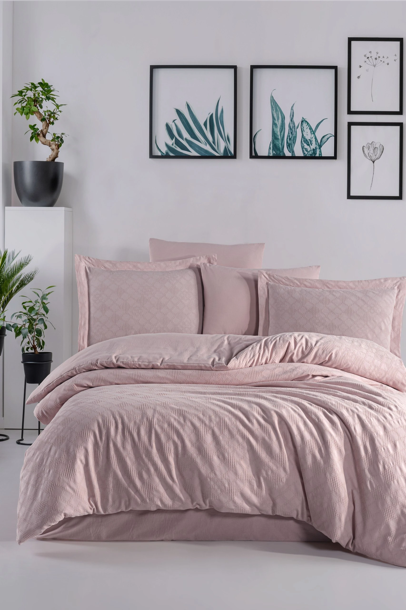 Çift Kişilik Premium Jakarlı Çeyizlik Nevresim Takımı - Pudra