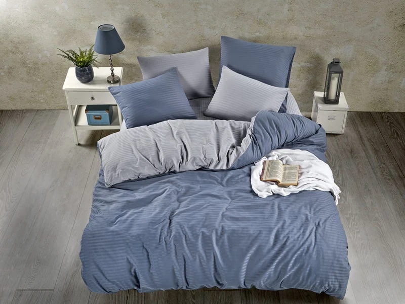 Çift Kişilik Pamuk Saten Nevresim Takımı Mavi