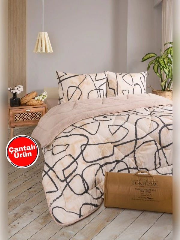 Çift Kişilik Çift Taraflı Lüx Welsoft Elit Yorgan - EFEKT BEJ