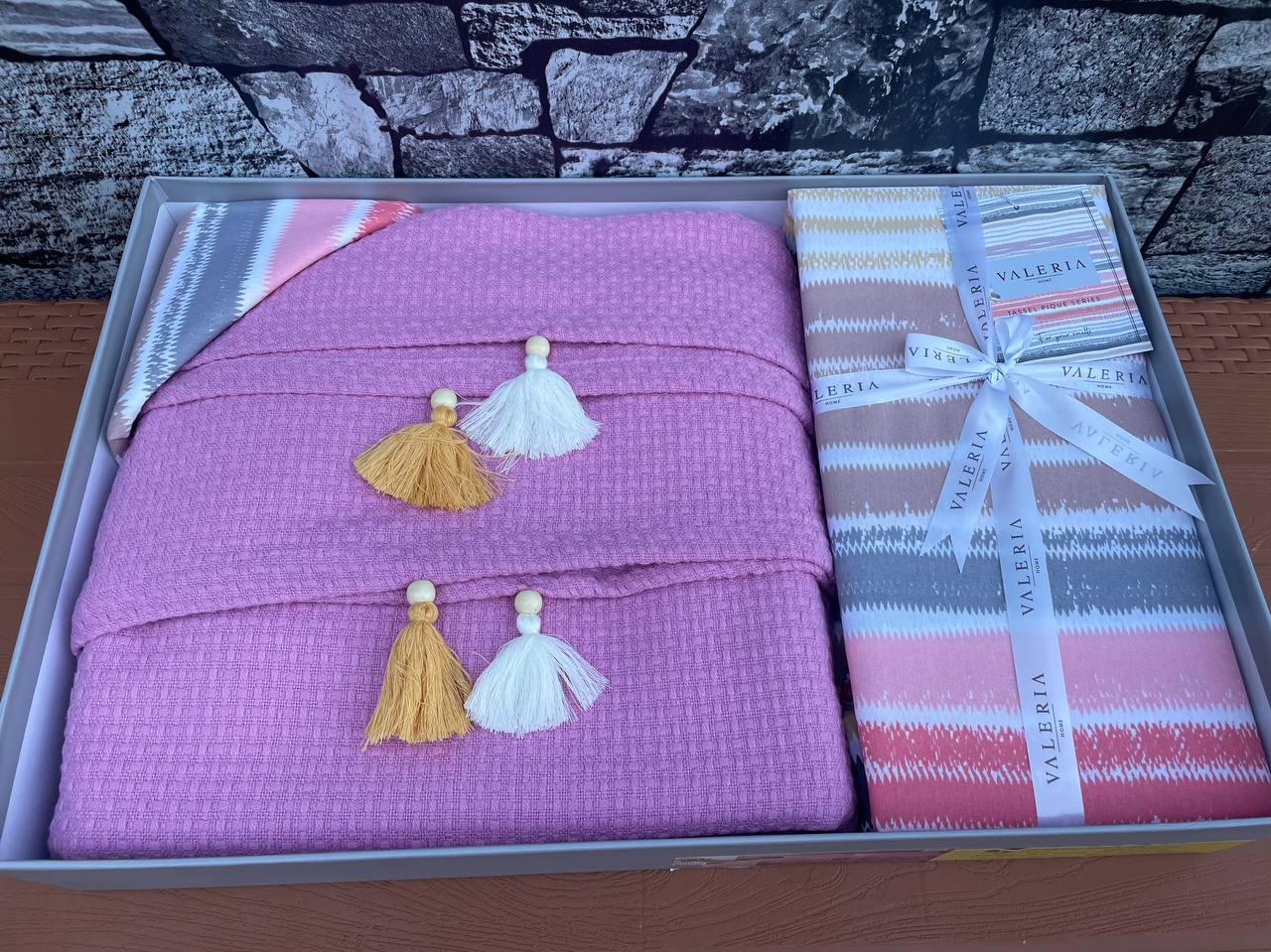 Tek Kişilik Püsküllü Pike Takımı - LİLA