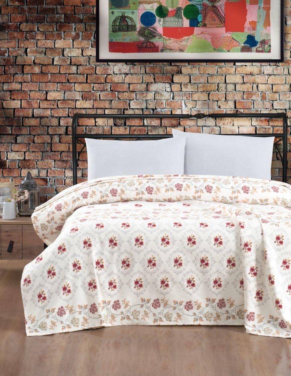 Çift Kişilik Pamuklu Baskılı Tek Pike - KANAVİÇE