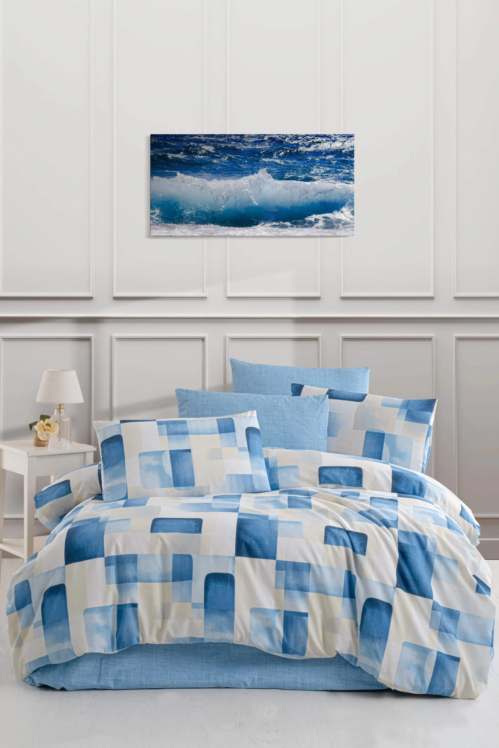 Nevresim Takımı Tek Kişilik Pamuklu Ranforce Light - SANTA MAVİ