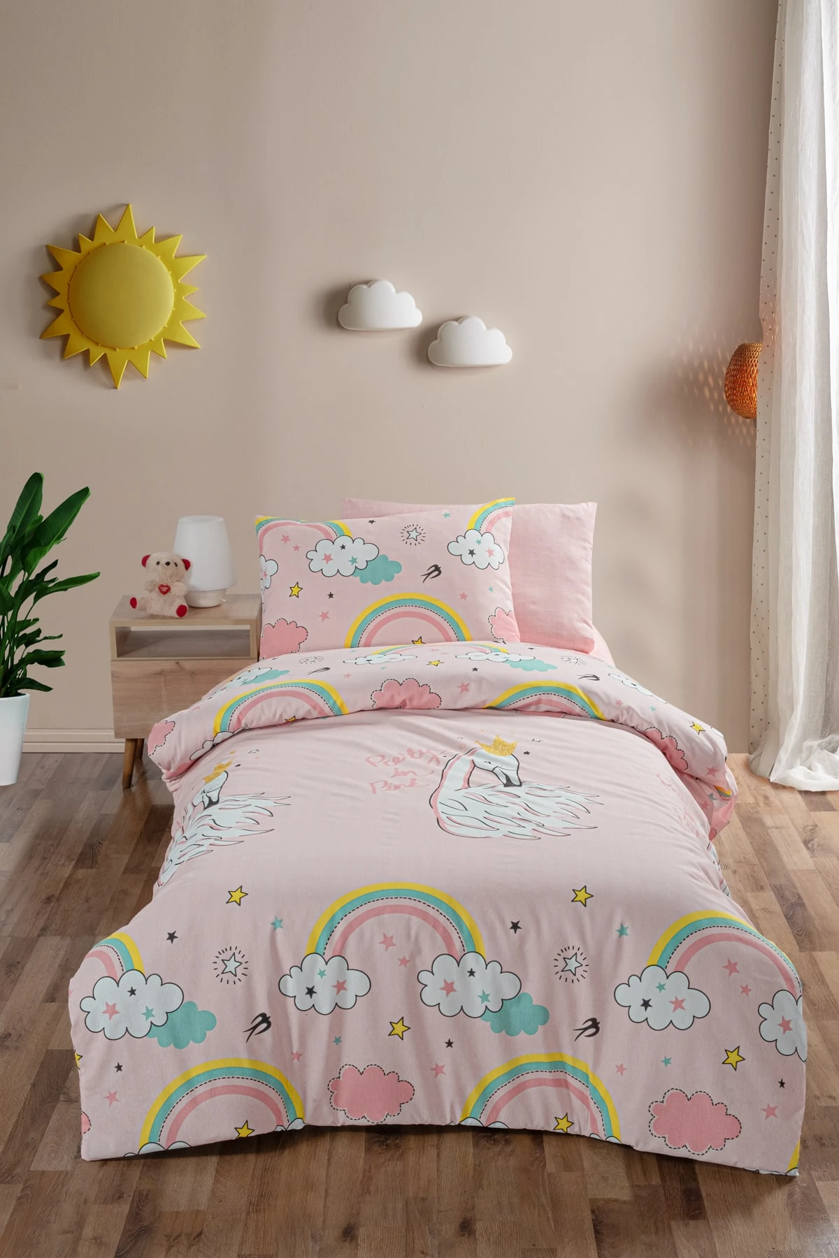 Nevresim Takımı Tek Kişilik Pamuklu Ranforce Light - KUĞU