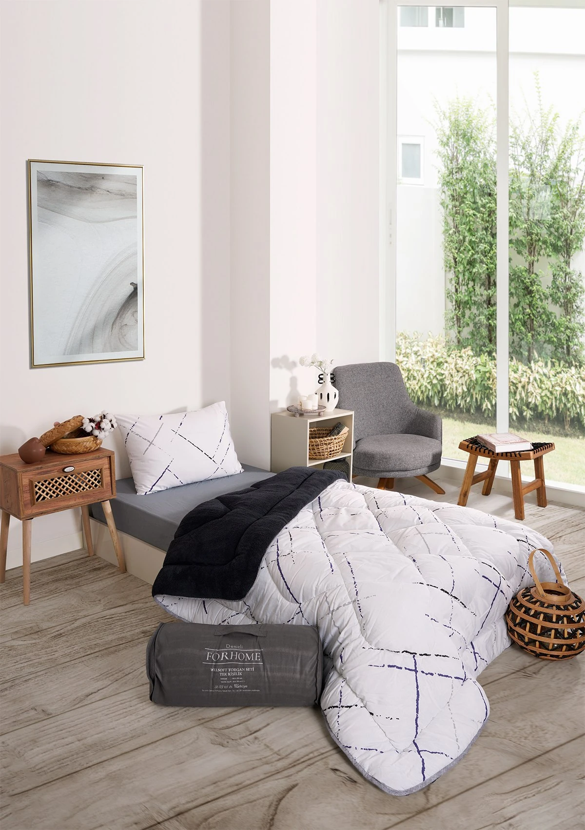 Tek Kişilik Yorgan Çift Taraflı Lüx Welsoft  Elit Yorgan Pofuduk Yumuşak Yorgan ve Yastık Kılıfı - YANSIMA FÜME