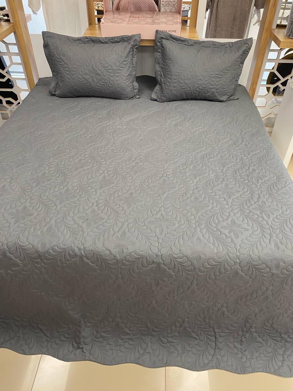 Çift Kişilik Battal Boy  Yatak Örtüsü Takımı Antrasit