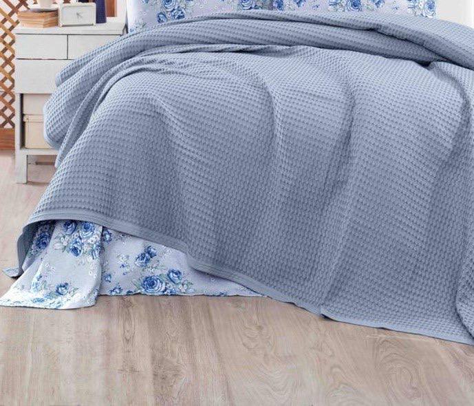 Çift Kişilik Battal Boy Pamuk Havuzlu Tek Pike - GRİ