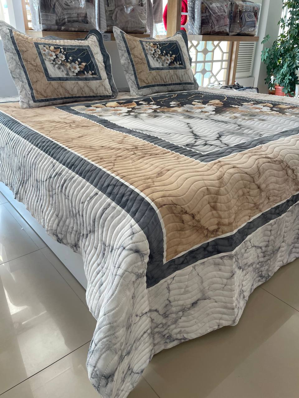 Çift Kişilik Battal Boy  Yatak Örtüsü Takımı Sahra