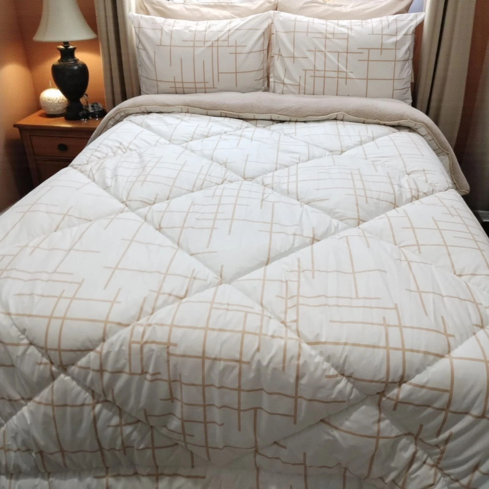 Battal Boy %100 Pamuk Kumaş Sare Bej Welsoft Uyku Seti