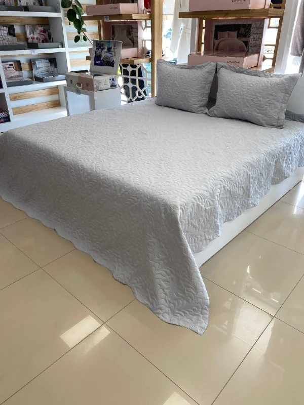 Çift Kişilik Battal Boy  Yatak Örtüsü Takımı Gri